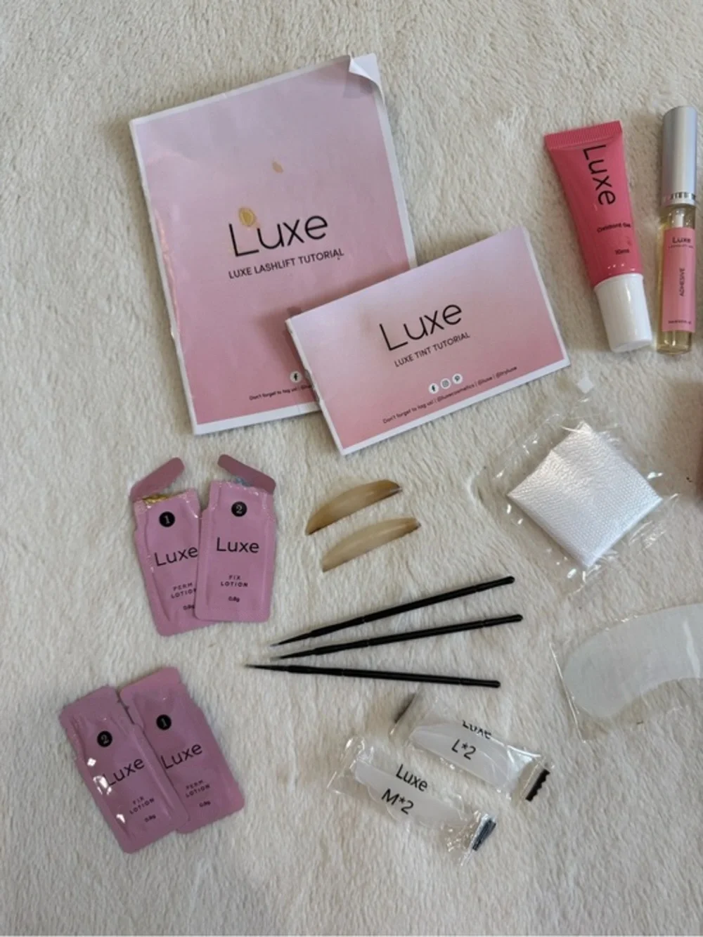 Supplies from Luxe Lashlift Kit and Brow/Lash Tint Set